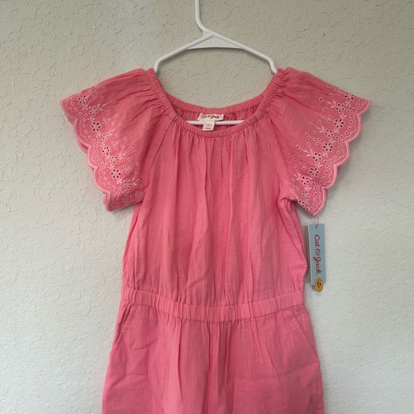 Girls Spring Ready Cat & Jack Pink Flutter-Sleeve Wide-Leg Jumpsuit - Picture 4 of 8